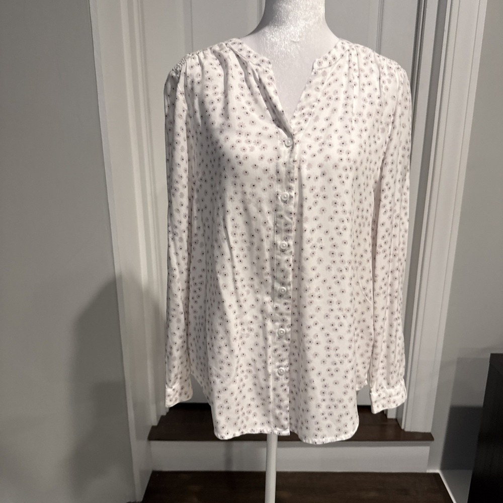 Antropologie Beach Lunch Lounge Top Women's Med Floral‎ Button Down Shirt Boho